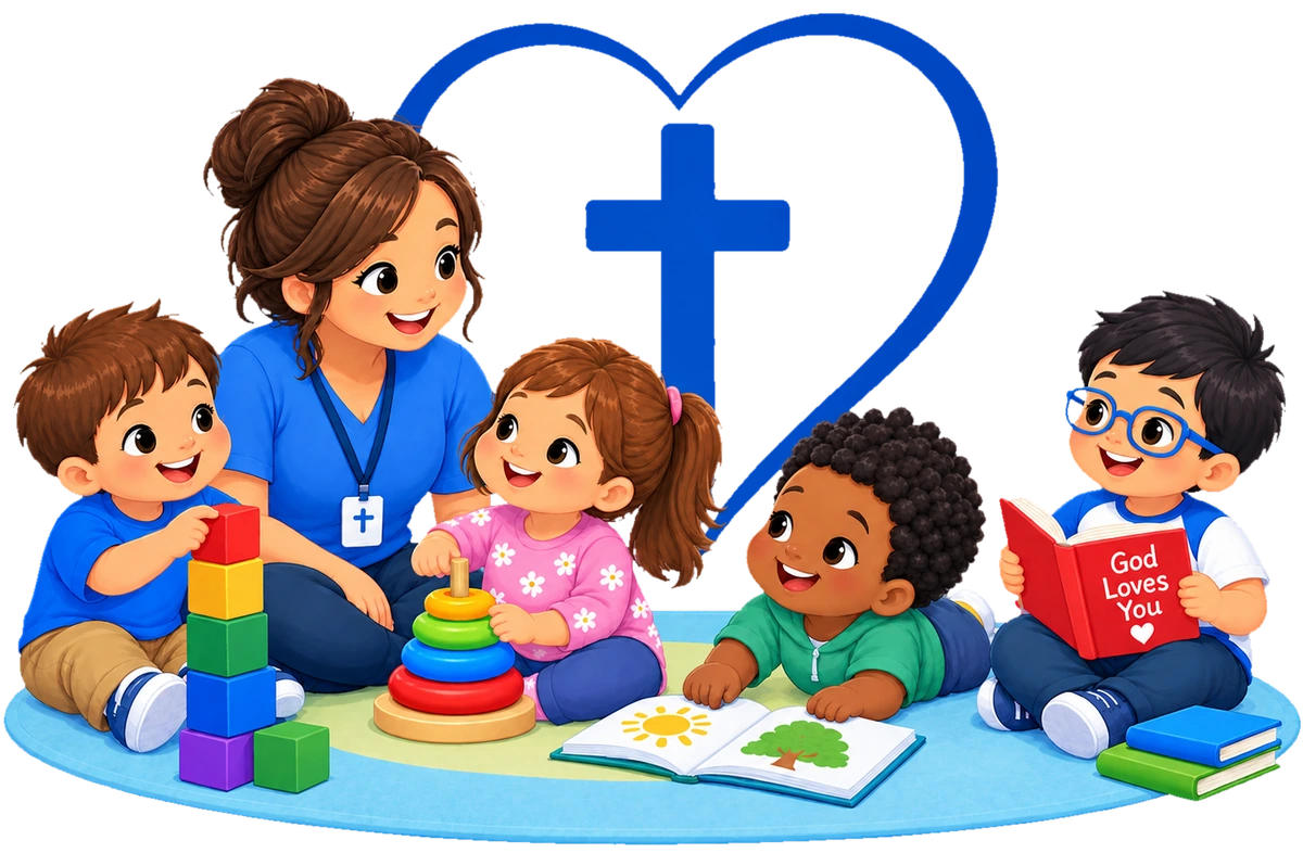 Un(a) coordinador(a) de servicios jugando y leyendo con ni&ntilde;os peque&ntilde;os
